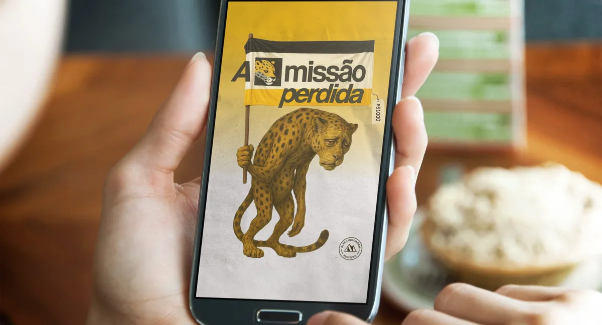 O e-book A Missão Perdida aberto num celular
